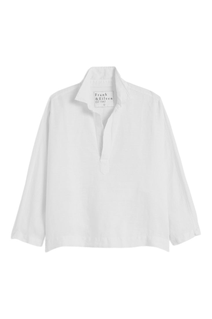 Frank & Eileen Gabi Popover Shirt in White Linen