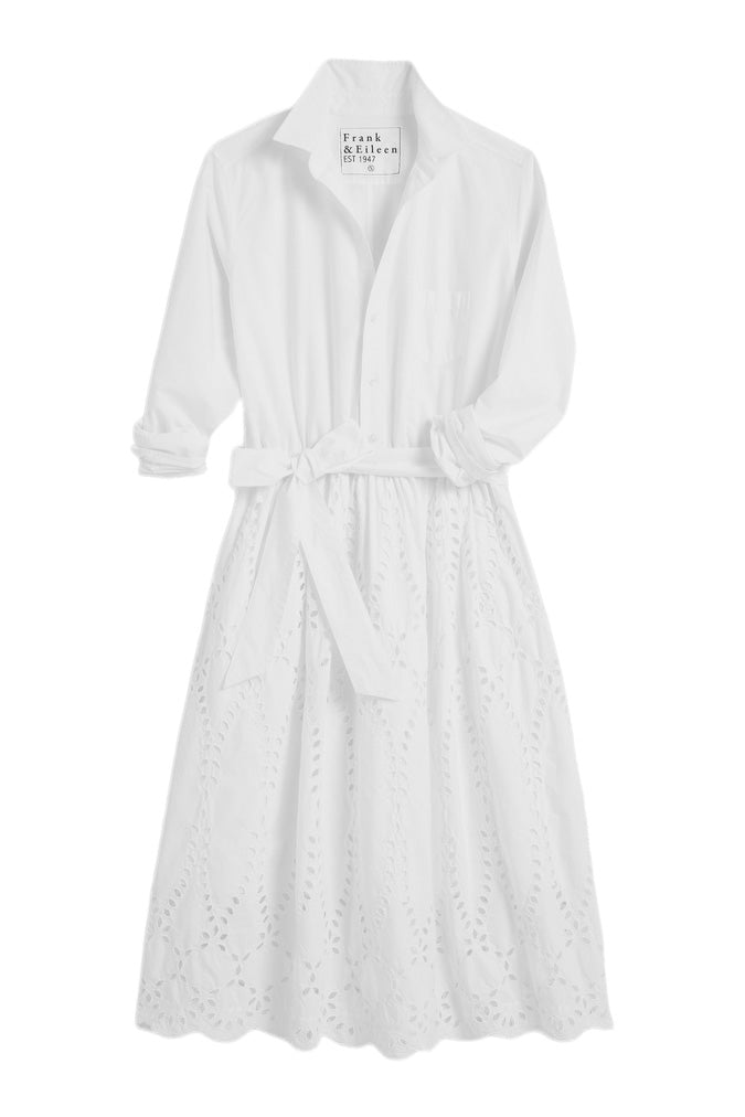 Frank & Eileen Women's Eyelet Midi Dress, Grace Dress, Eyelet Cotton, Size L, White Frank & Eileen Women's Eyelet Midi Dress, Grace Dress, Eyelet Cotton, Size L, White