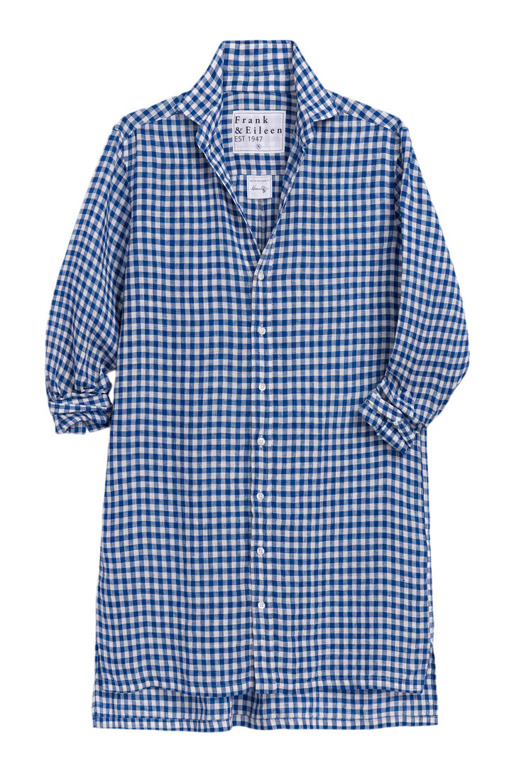 Frank & Eileen Hunter Step Hem Shirtdress in Blue Check
