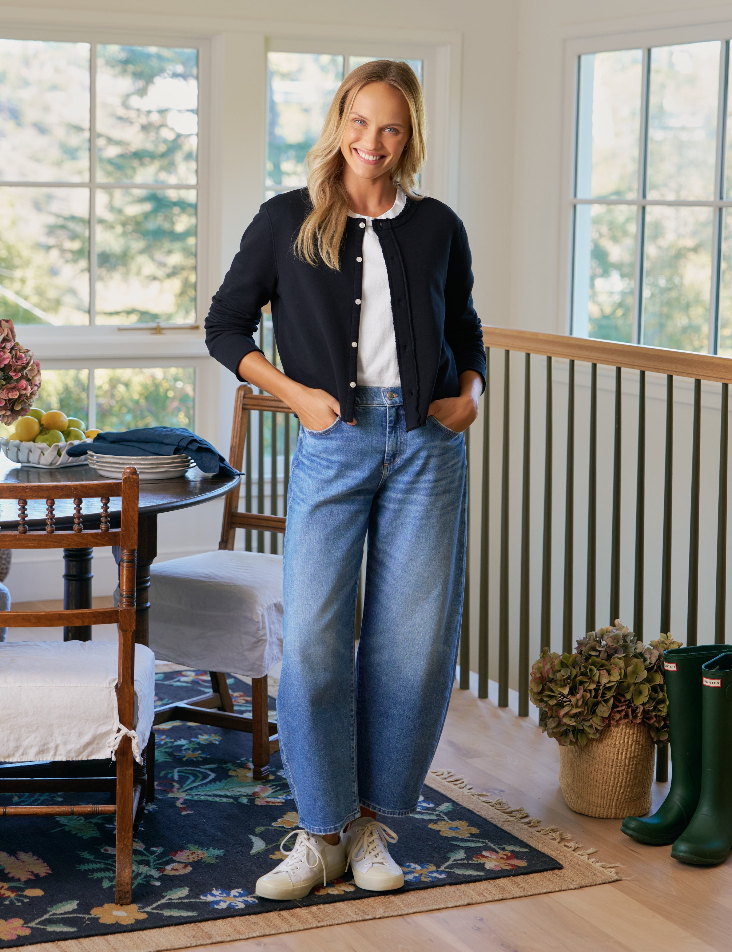 Frank & Eileen Jackie Sweatshirt Cardigan in British Royal Navy