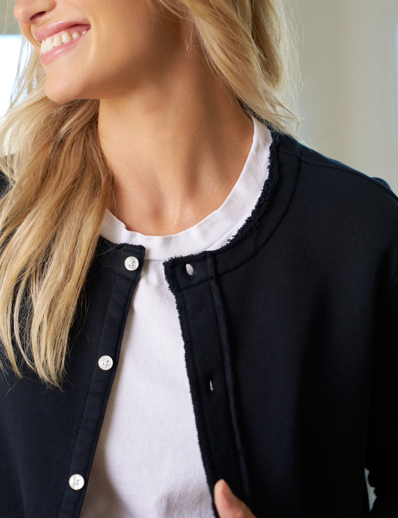 Frank & Eileen Jackie Sweatshirt Cardigan in British Royal Navy