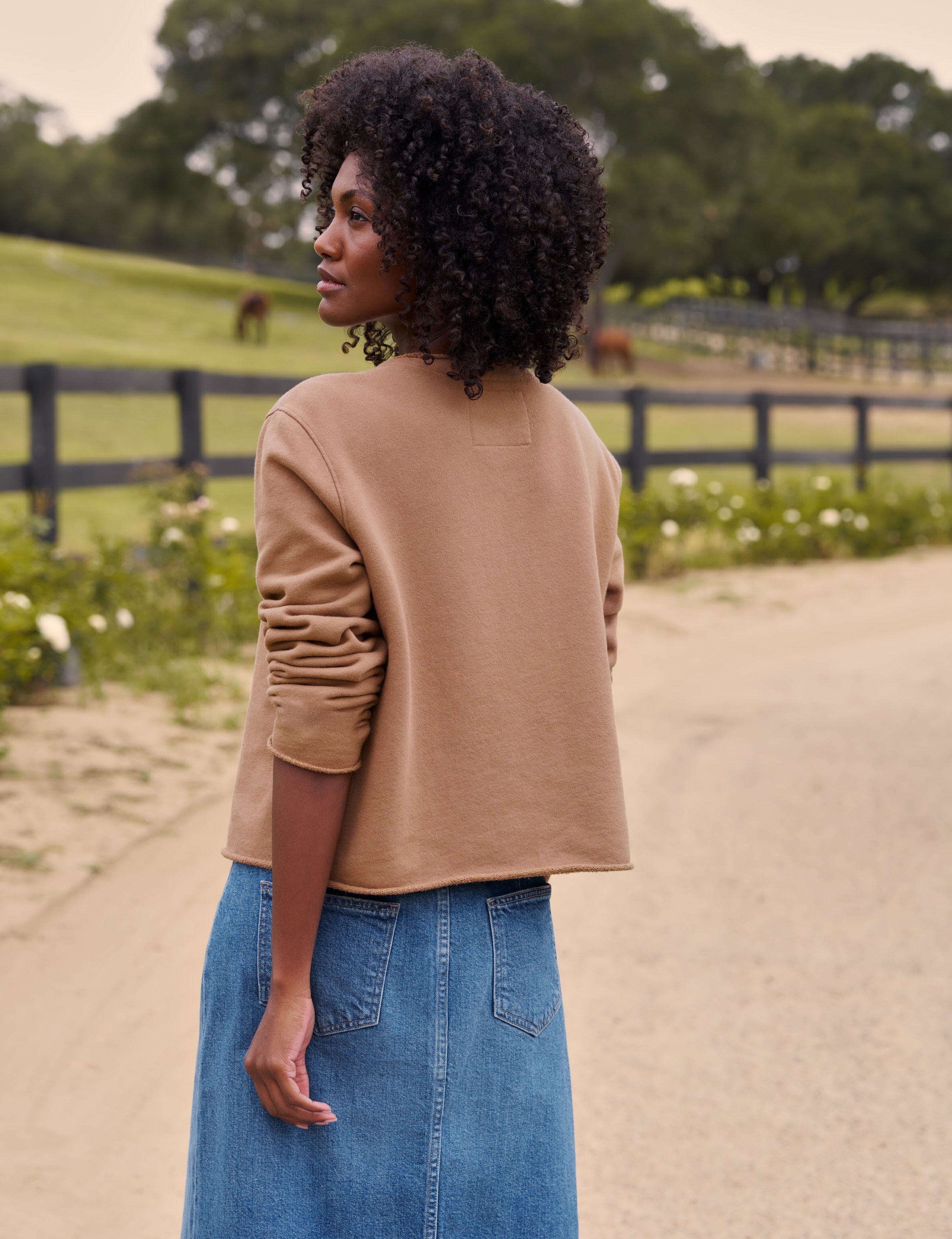 Frank & Eileen Jackie Sweatshirt Cardigan in Chai