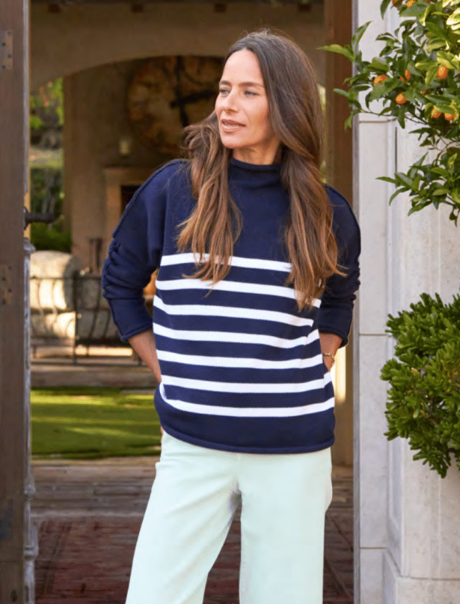 Frank & Eileen Monterey Sweater in Marine with White Stripe