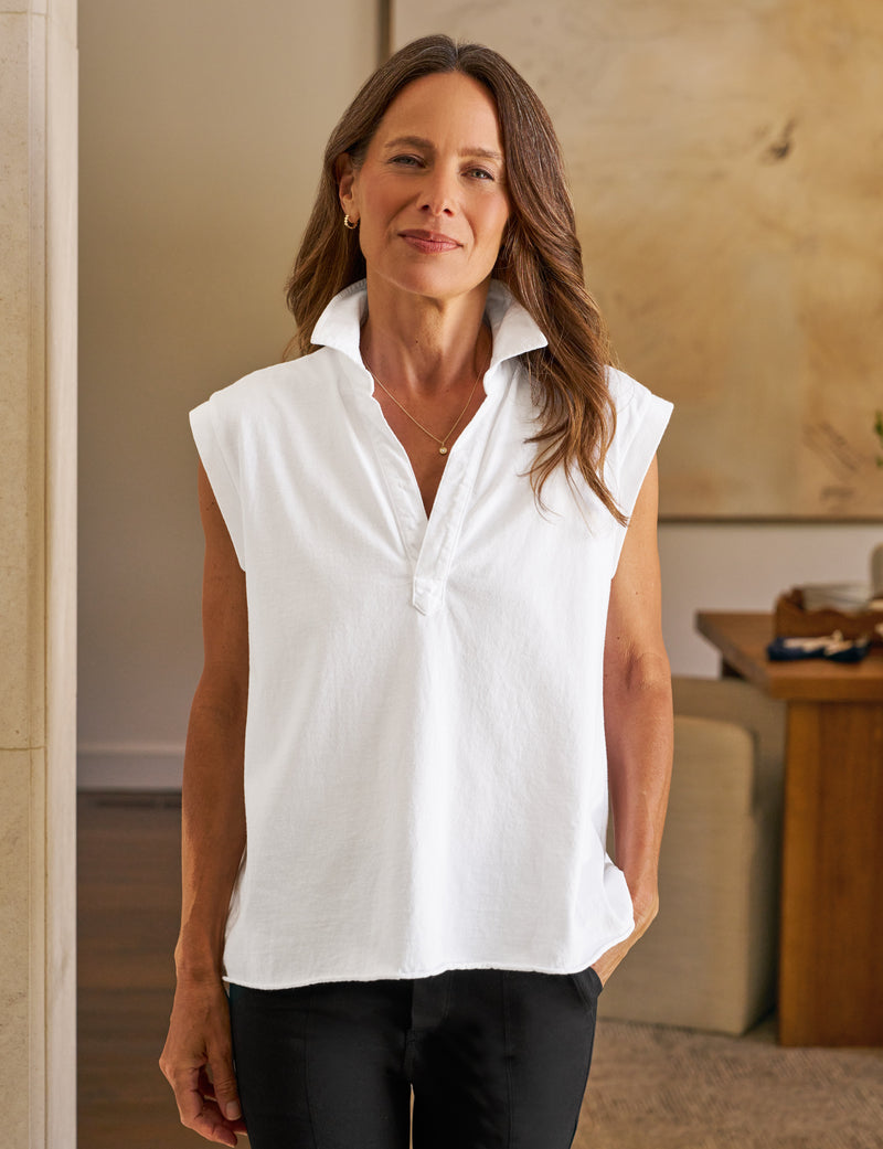 Frank & Eileen Olivia Popover Henley Tank in White