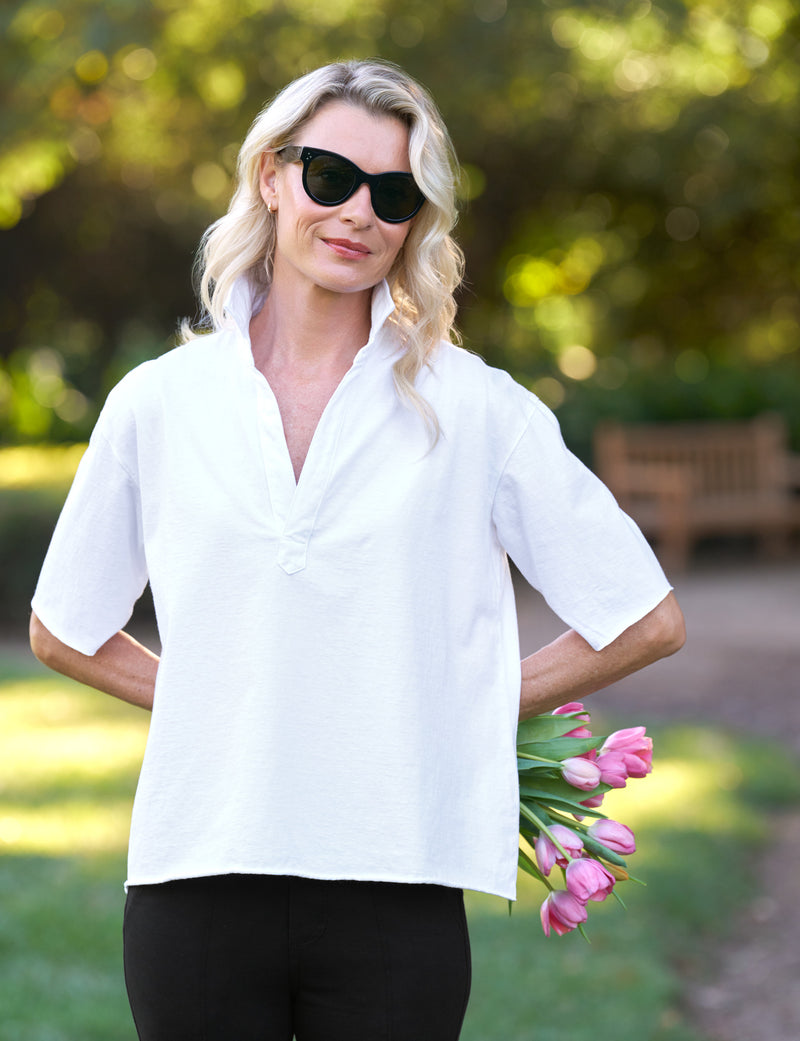 Frank & Eileen Patty Short-Sleeve Popover Henley
in White