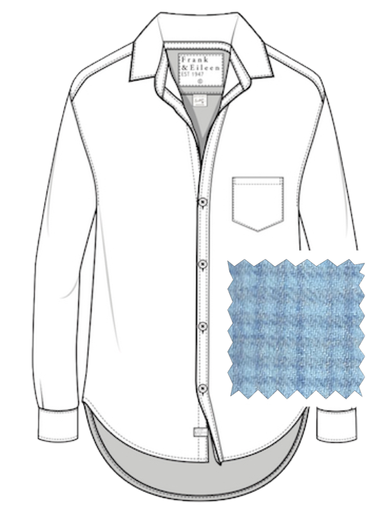 Frank & Eileen Eileen Flannel Relaxed Button Up in Blue on Blue Check