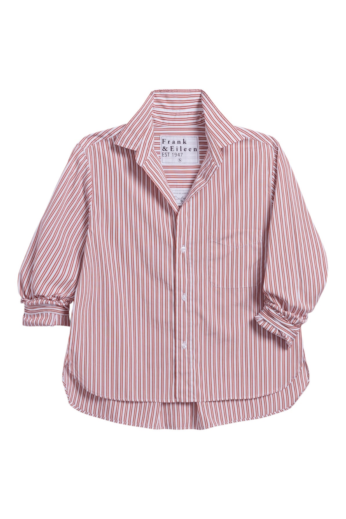 Frank & Eileen Silvio Untuckable Button Up Shirt in Pumpkin Multi Stripe