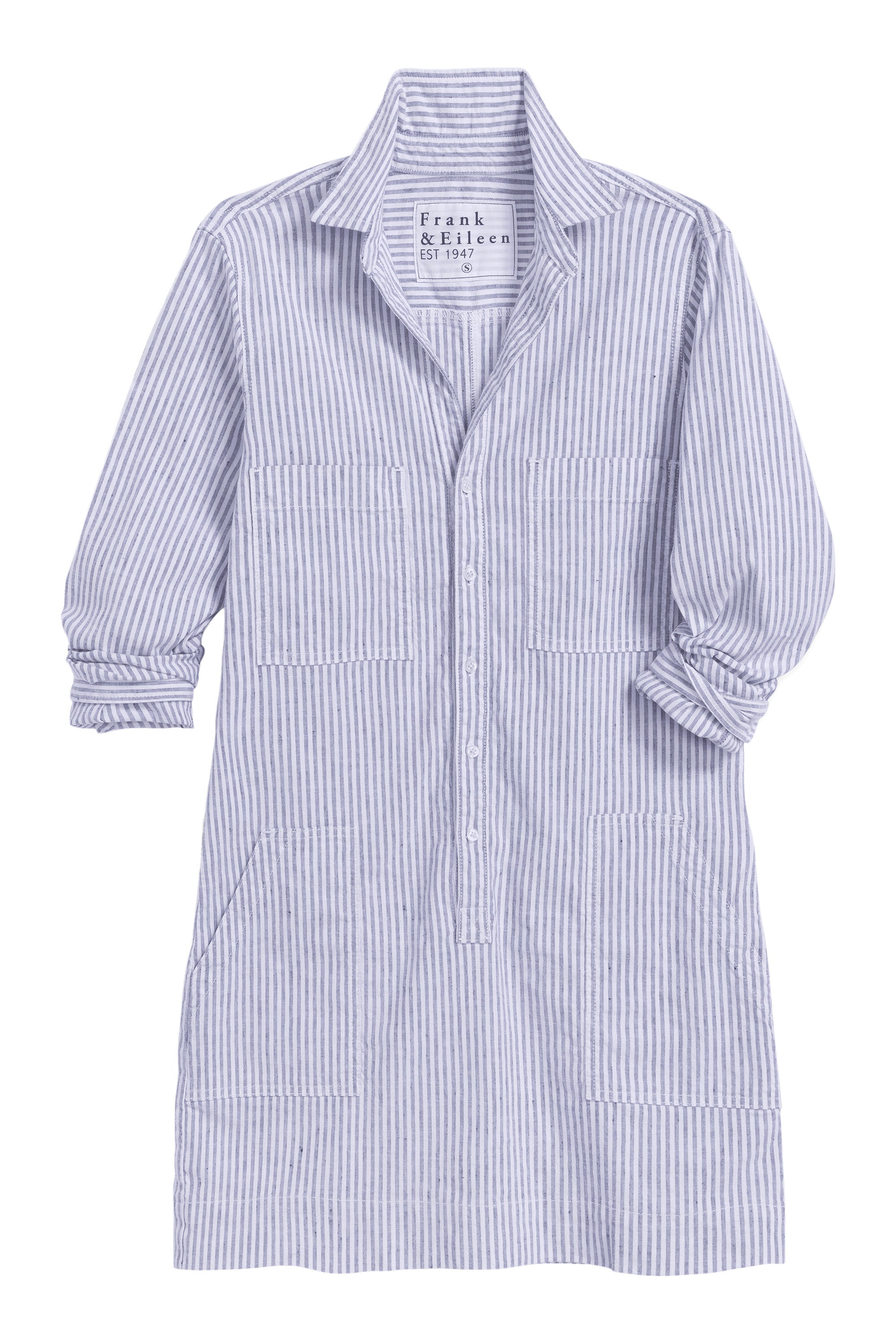 Frank & Eileen Southern Ireland Utility Mini Dress in Navy and White Stripe