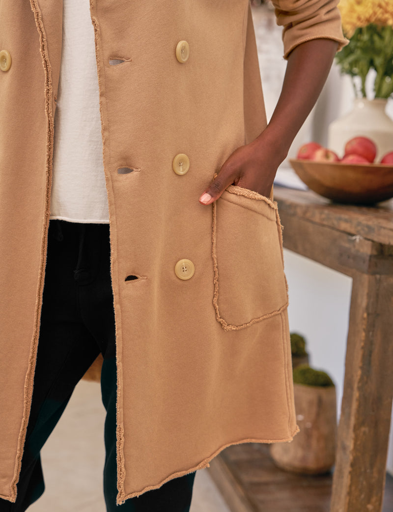 Frank & Eileen Sweatshirt Trench Coat in Camel
