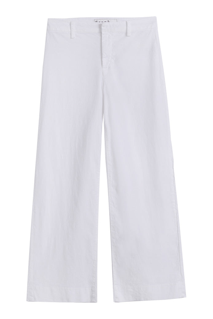 Frank & Eileen West Village Wide Leg Pant in White Italian Performance Linen