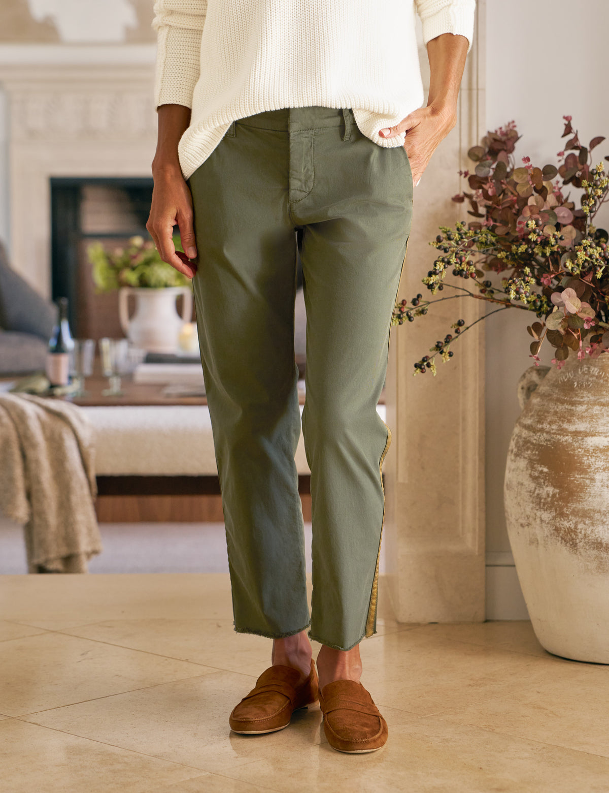 Frank & Eileen Wicklow Italian Chino in Gold Tuxedo Stripe