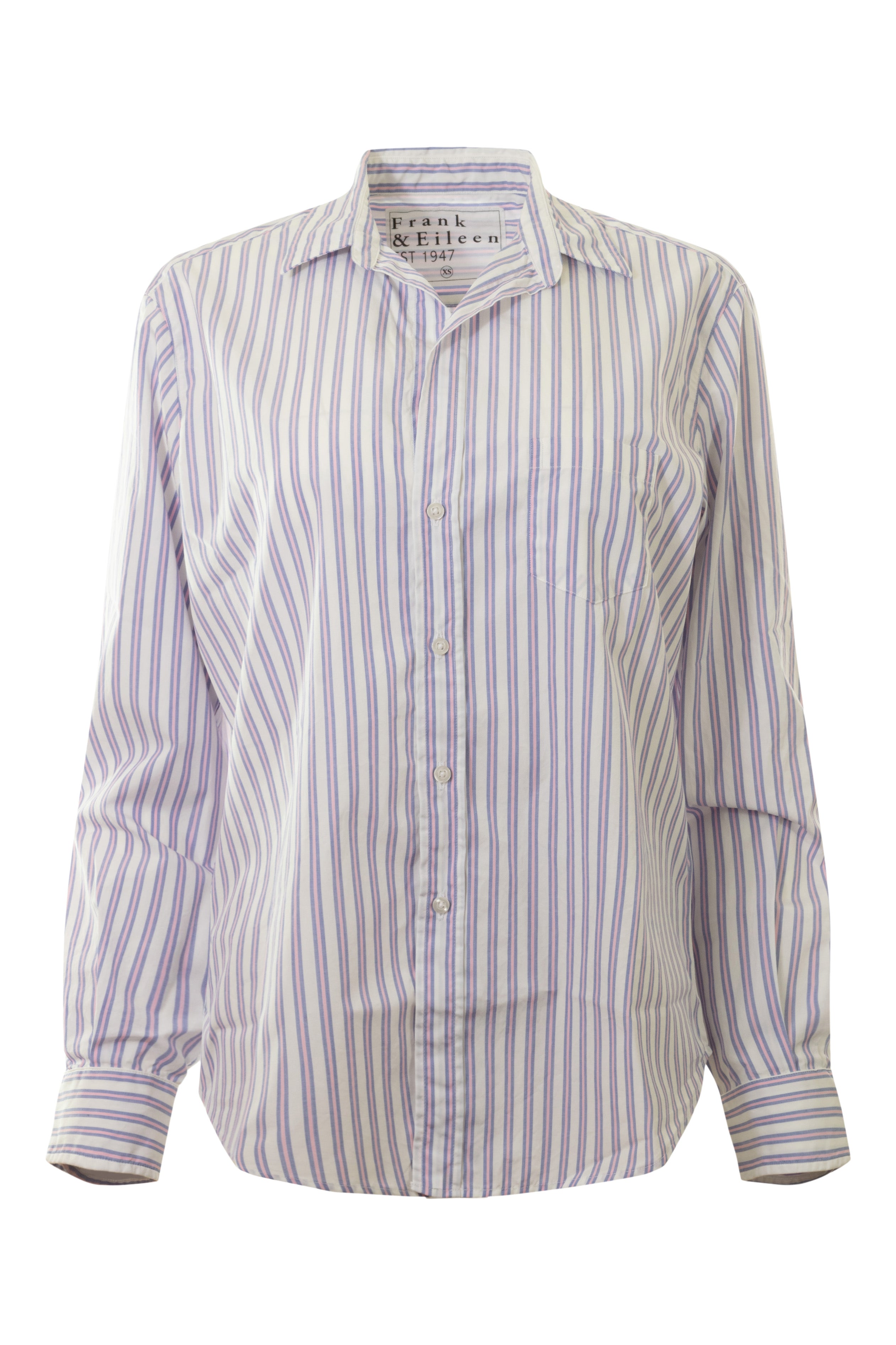 Frank & Eileen Eileen Relaxed Button Up in Pink, Navy Stripe