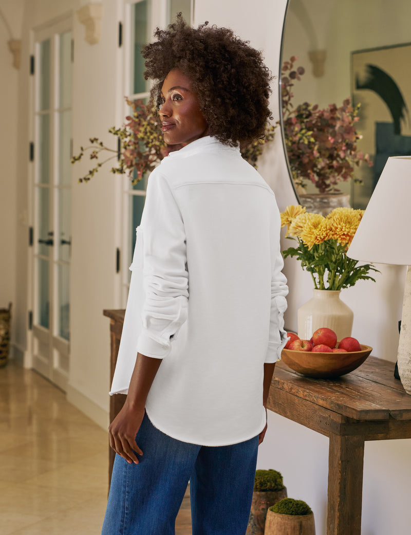 Frank & Eileen Eileen Sweatshirt Button-Up in White