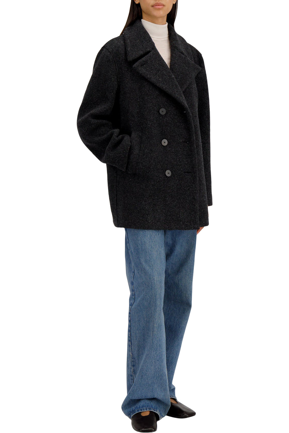 Harris Wharf London Boucle Sailor Jacket in Anthracite