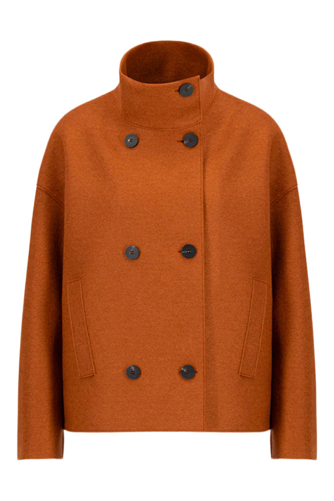 Harris Wharf London Cropped Funnel Jacket in Terracotta