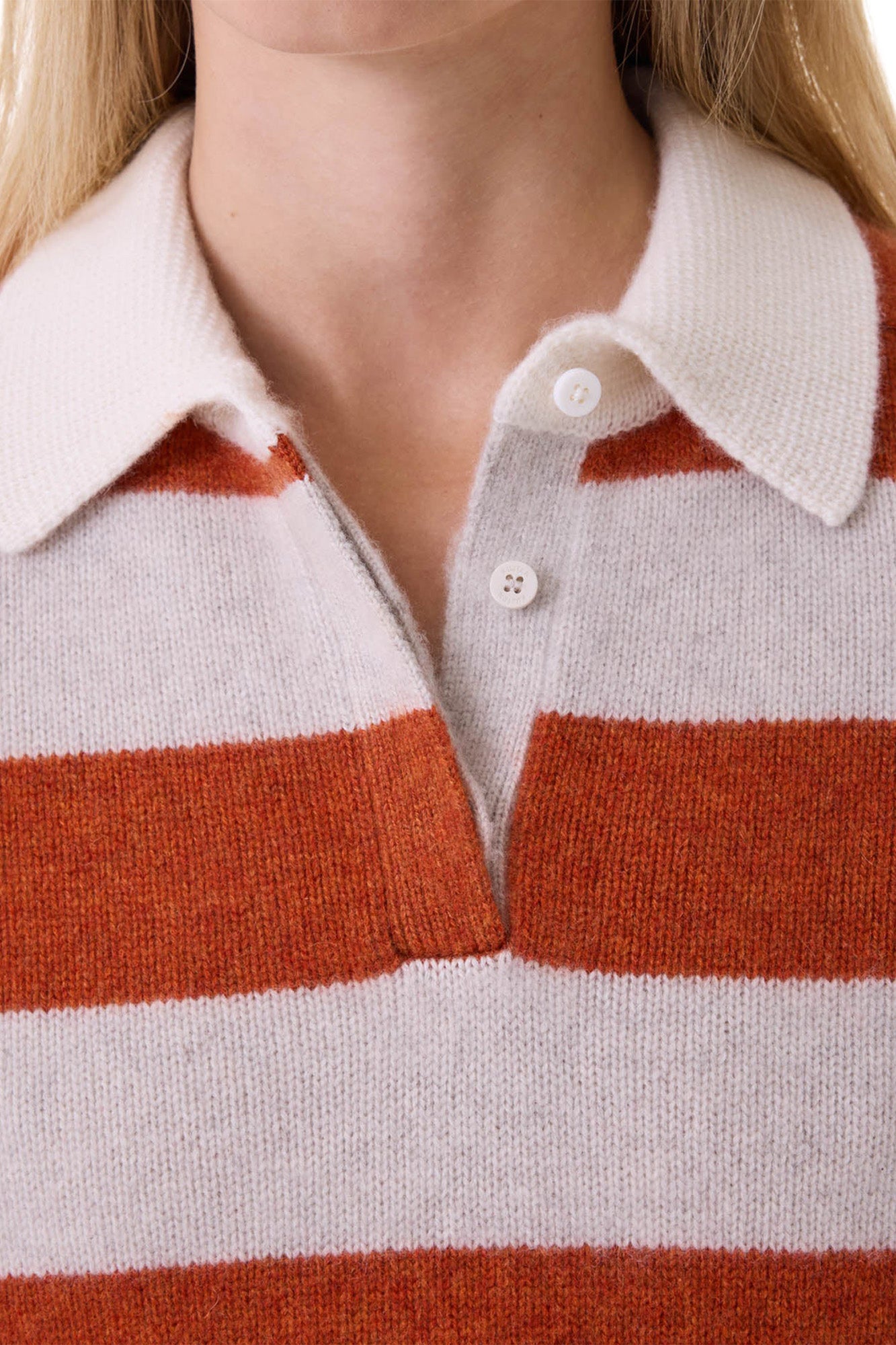 Kujten Royce Polo Striped Sweater in Orange Brule