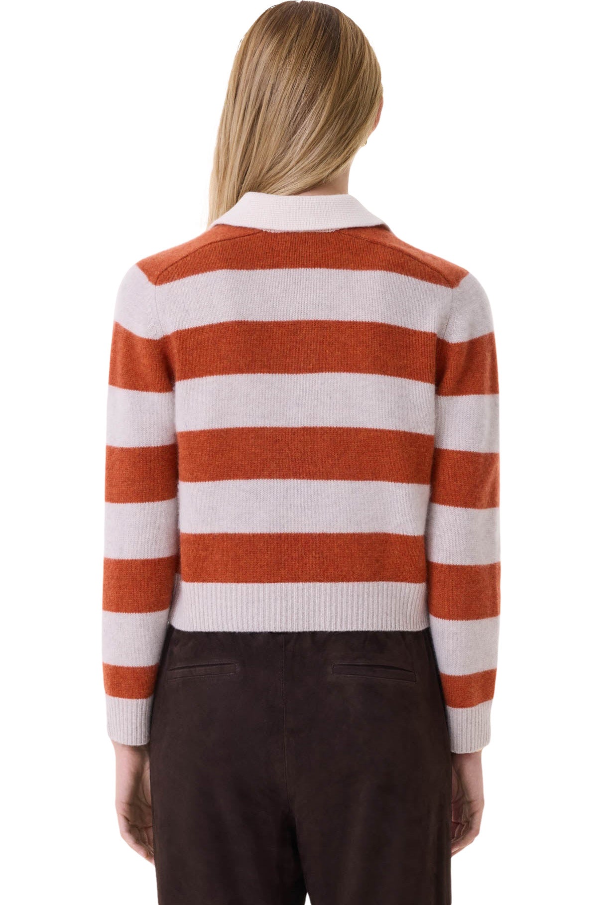 Kujten Royce Polo Striped Sweater in Orange Brule