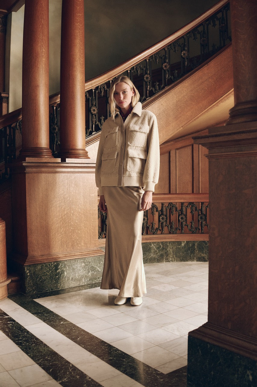 The Great The Patch Pocket Plush Jacket in Cream