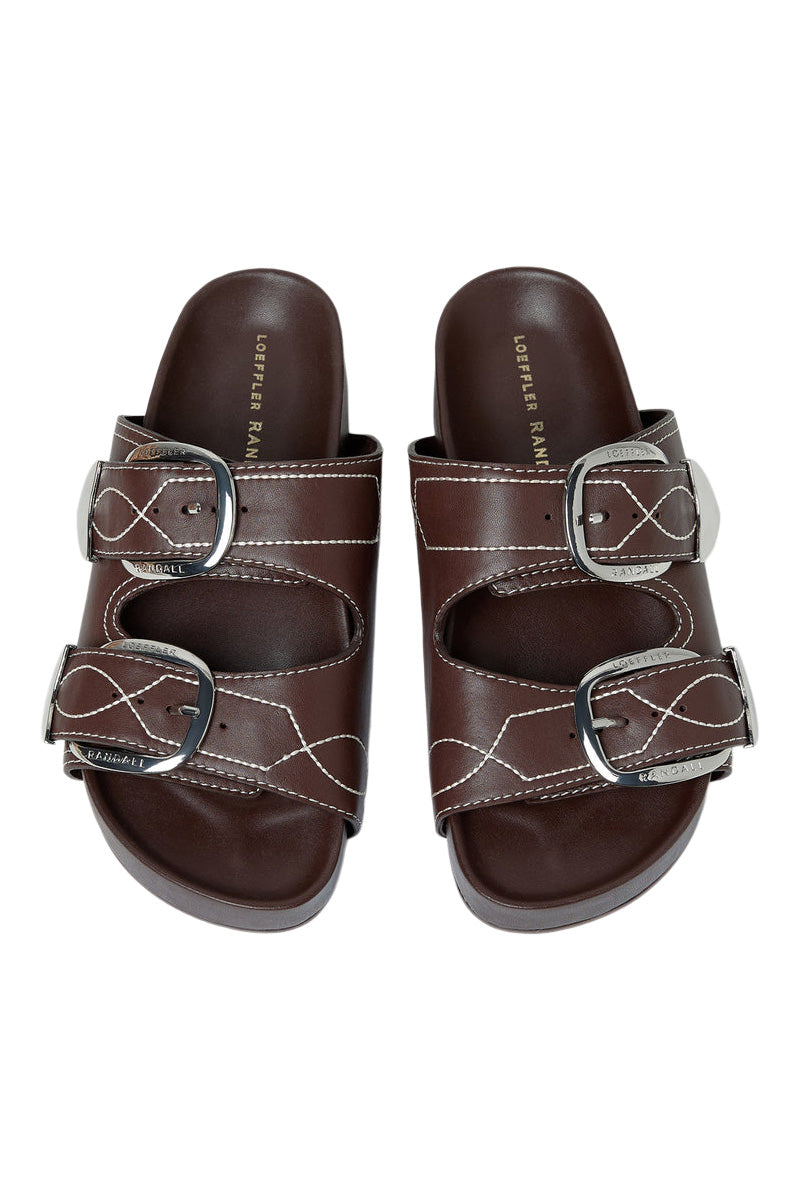 Loeffler Randall Nico Two−Band Sandal in Espresso-Cream Nappa Leather