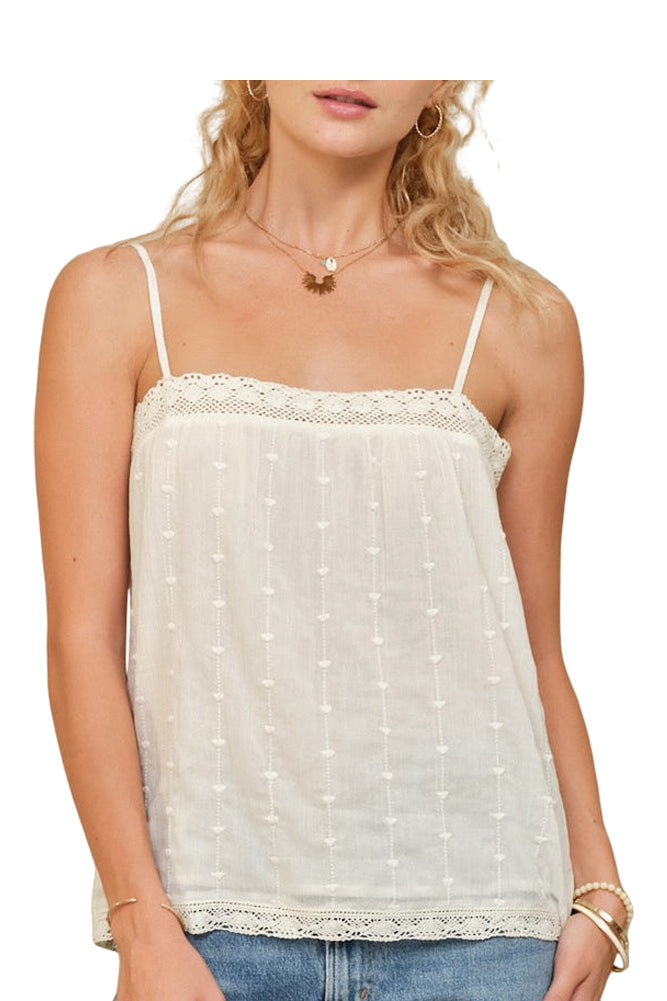 M.A.B.E Allie Embroidered Camisole in Ecru