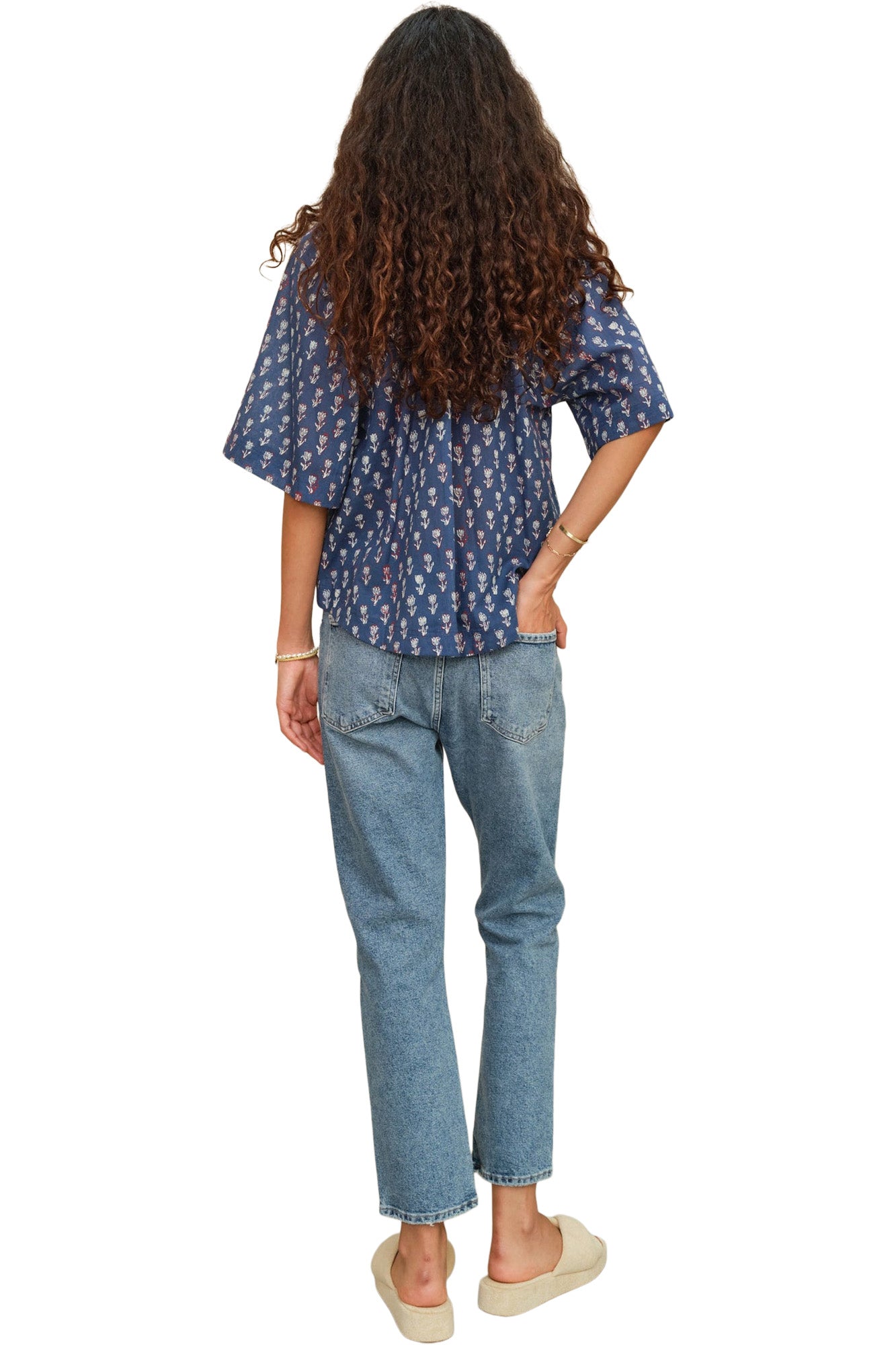 M.A.B.E Ari Gathered Top in Indigo