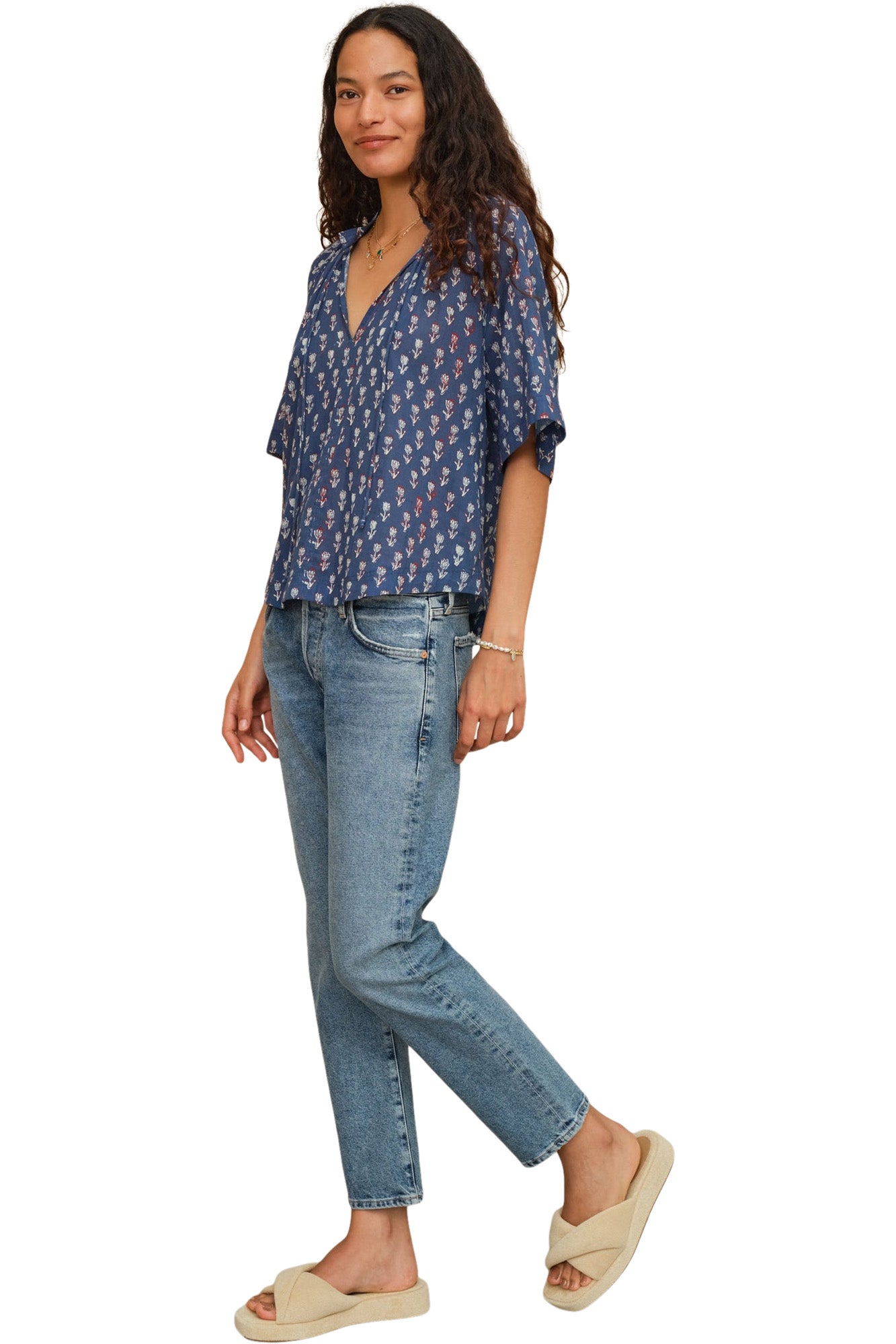 M.A.B.E Ari Gathered Top in Indigo