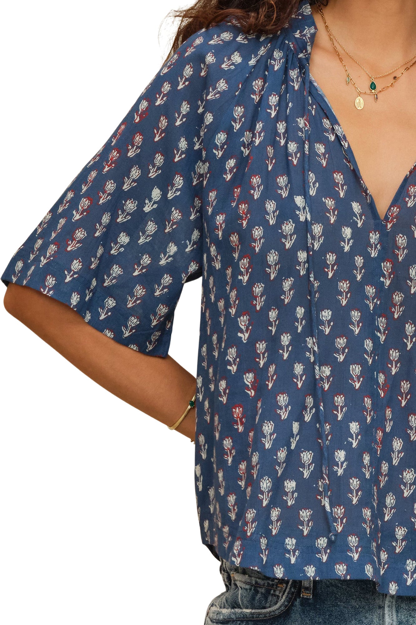 M.A.B.E Ari Gathered Top in Indigo