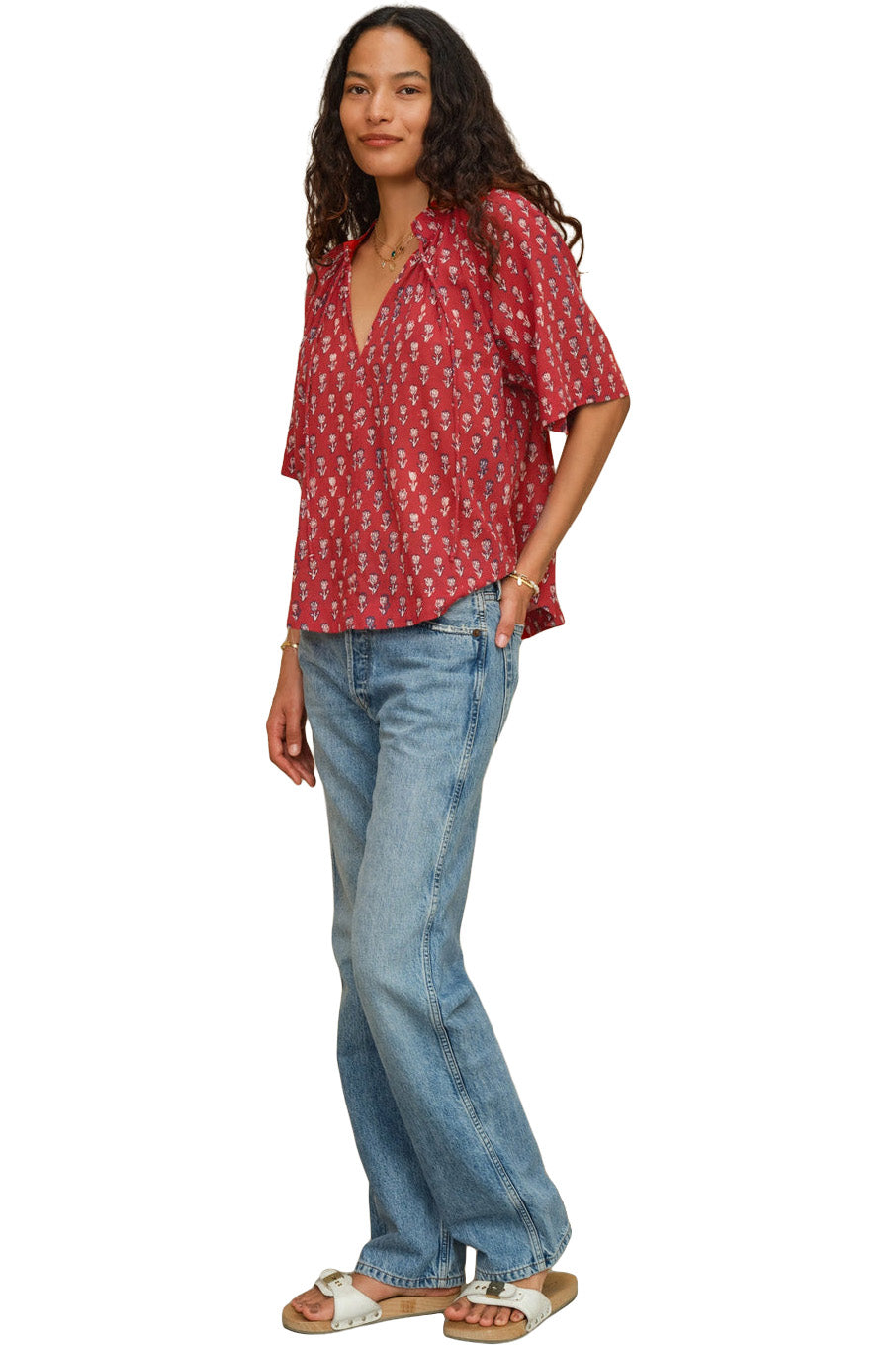 M.A.B.E Ari Gathered Top in Red