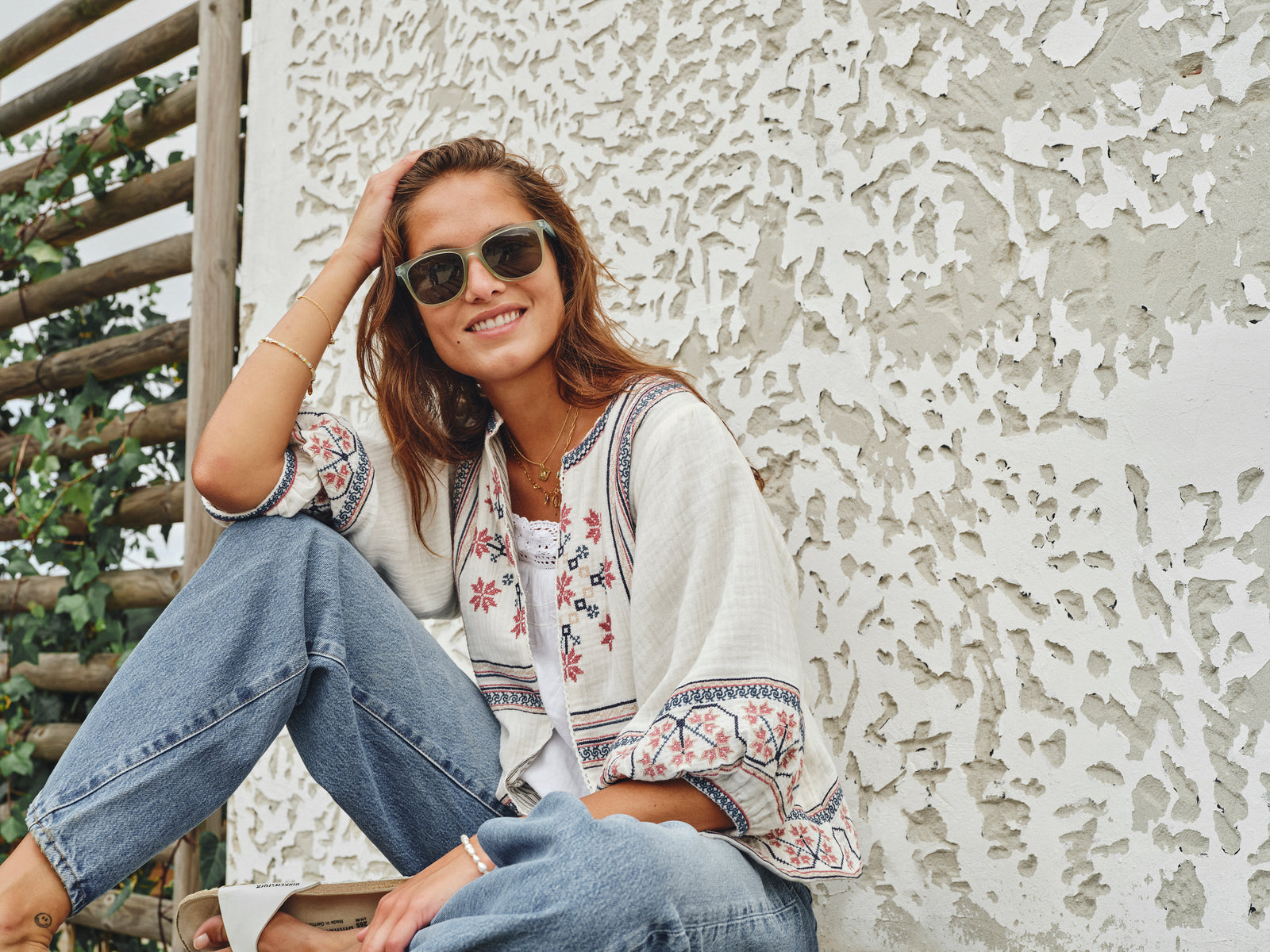 M.A.B.E Calista Jacket in Ecru-Multi