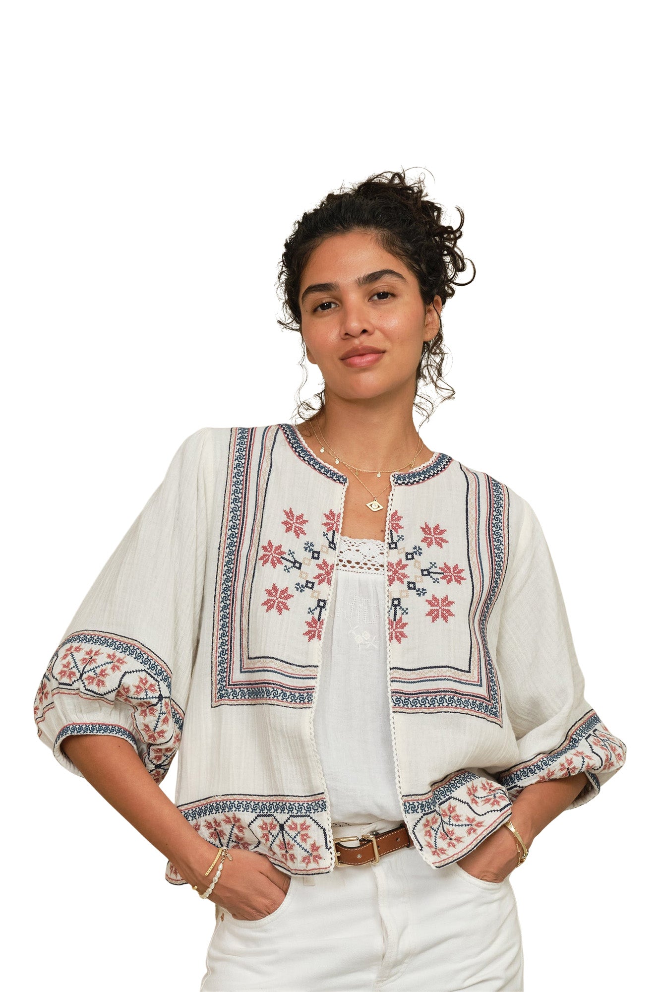 M.A.B.E Calista Jacket in Ecru-Multi