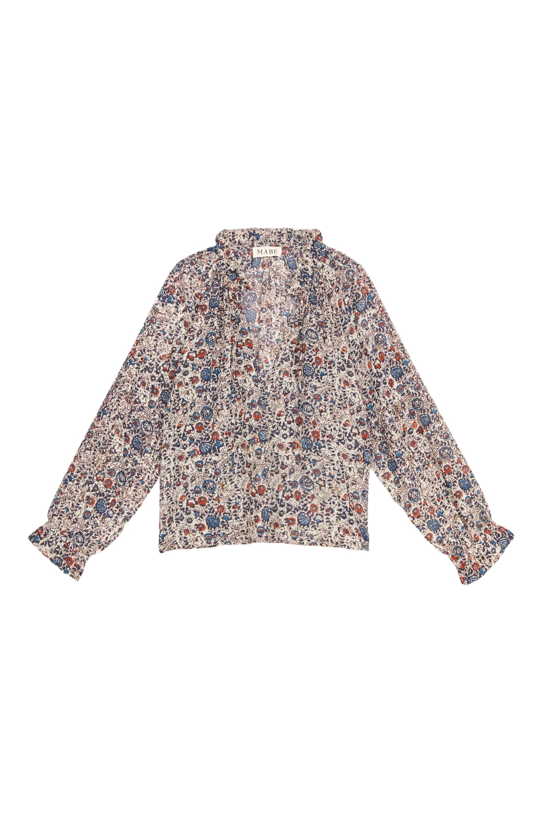 M.A.B.E Cass Printed Top in Indigo-Rust