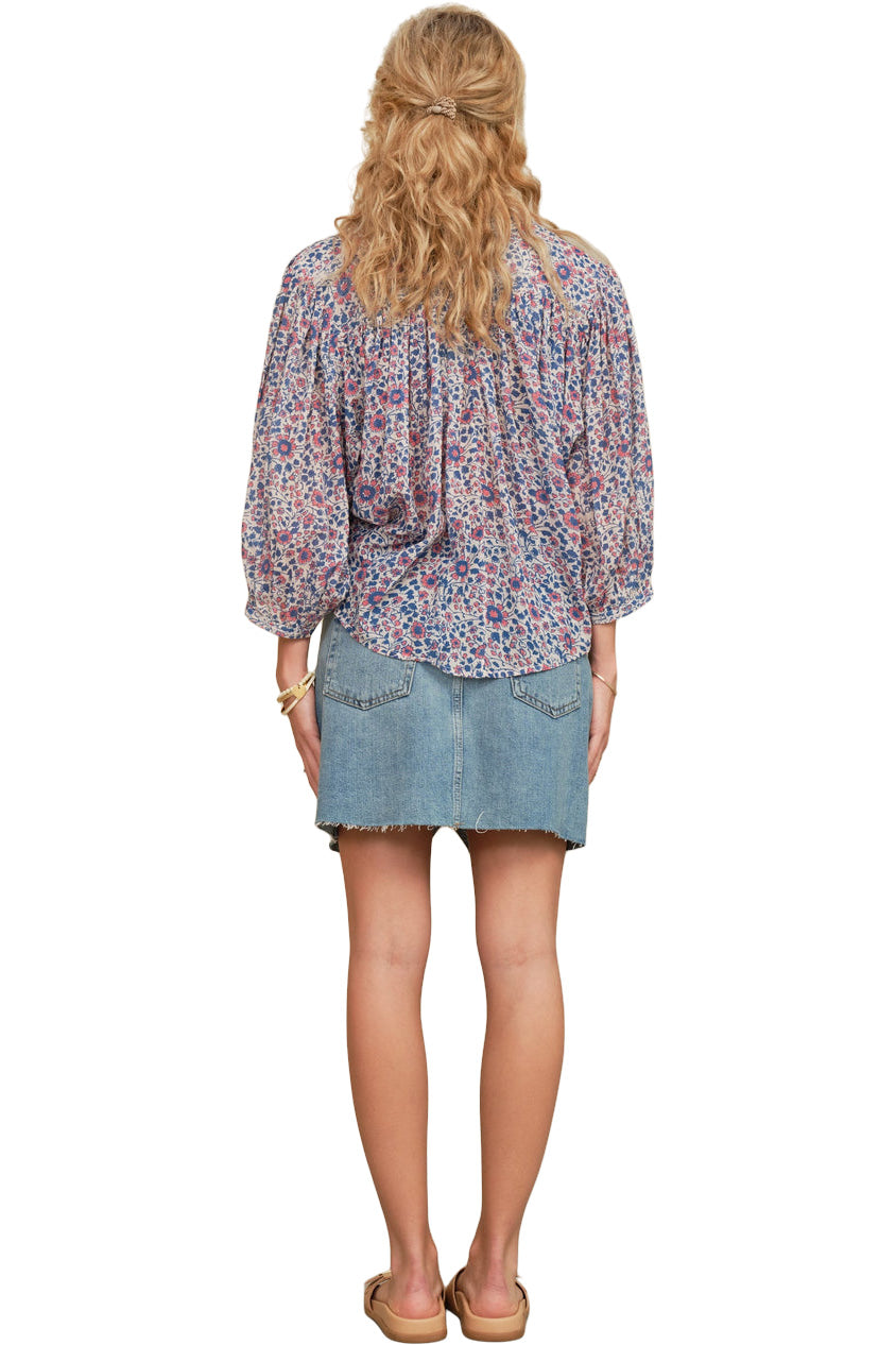 M.A.B.E Della Long Sleeve Top in Blue-Pink
