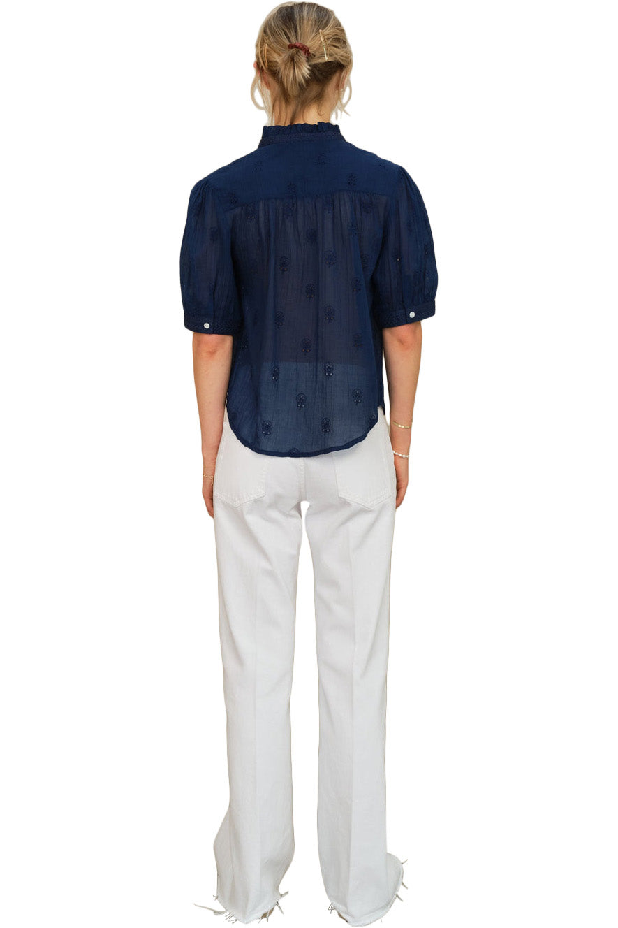 M.A.B.E Frani Embroidered Top in Indigo