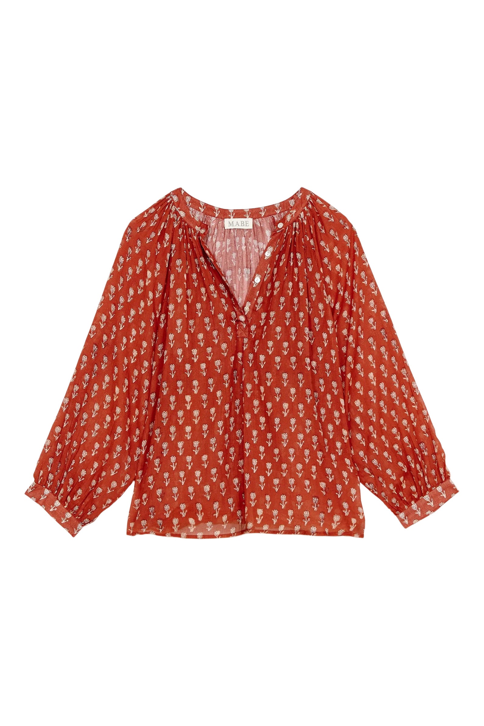 M.A.B.E Ari Printed Long Sleeve Top in Rust