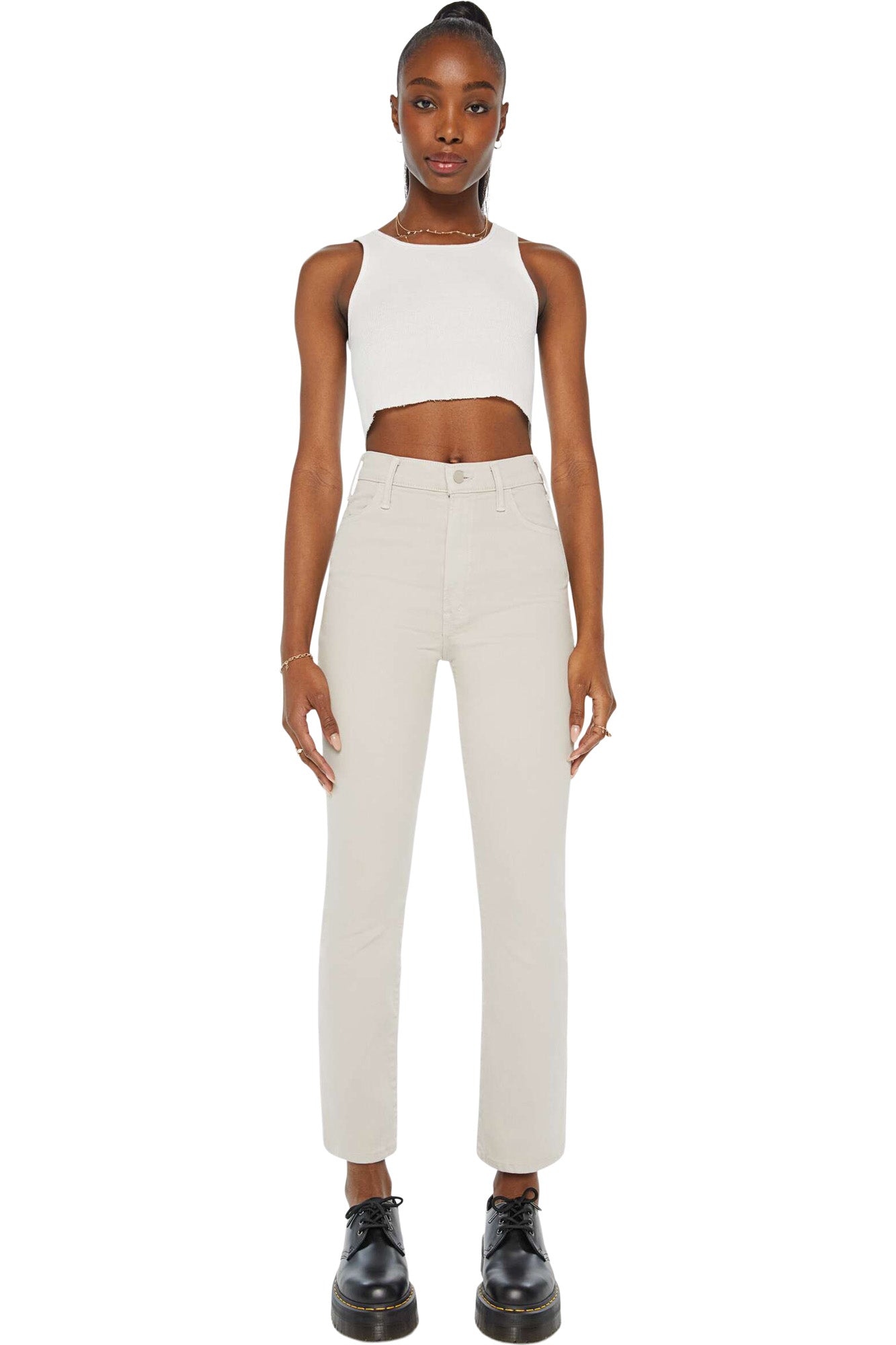 MOTHER Denim Hustler Flood in Feather Grey