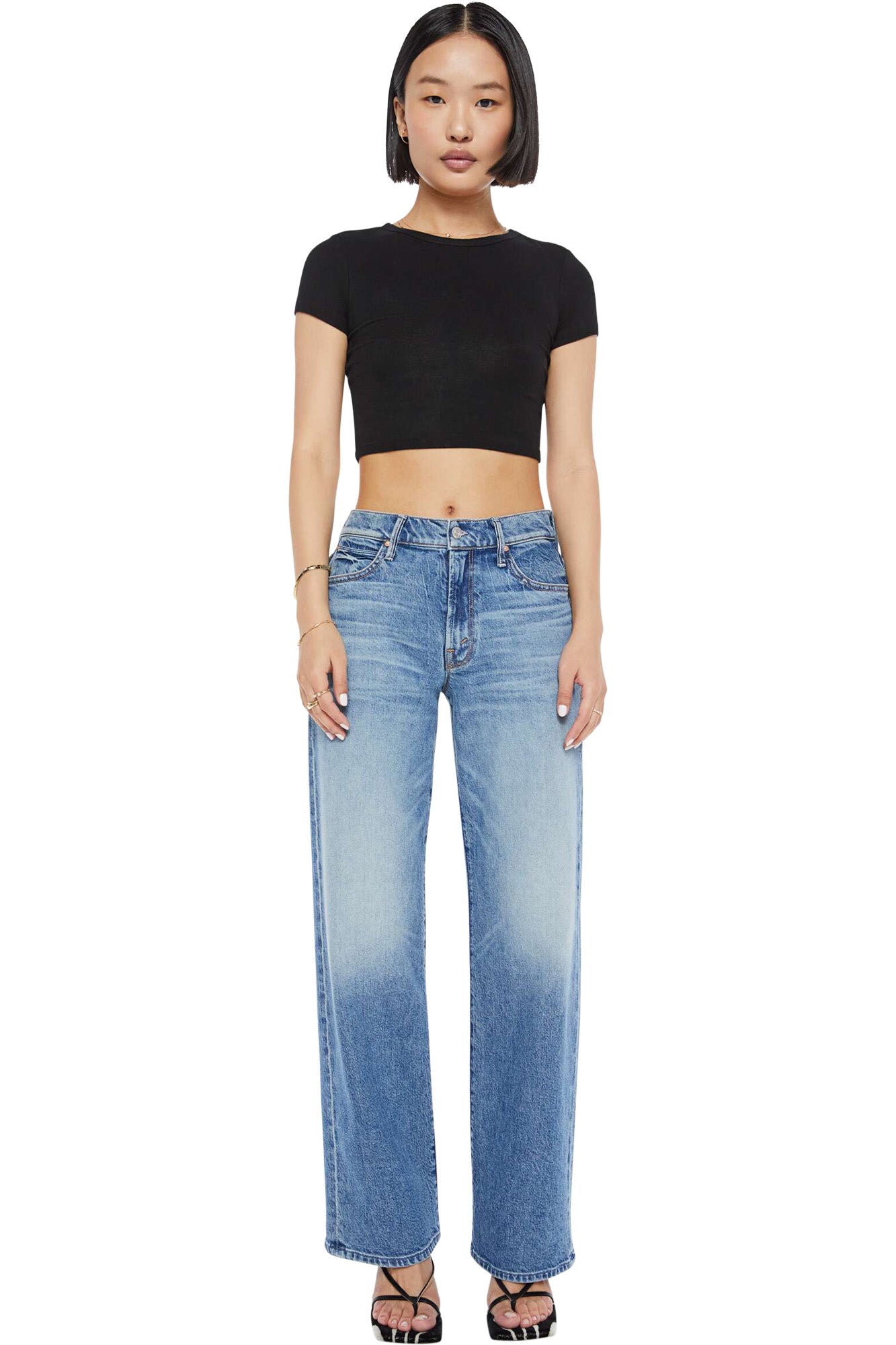 MOTHER Denim Lil' Mid-Rise Tunnel Vision Sneak Jeans, in I'm a Winner