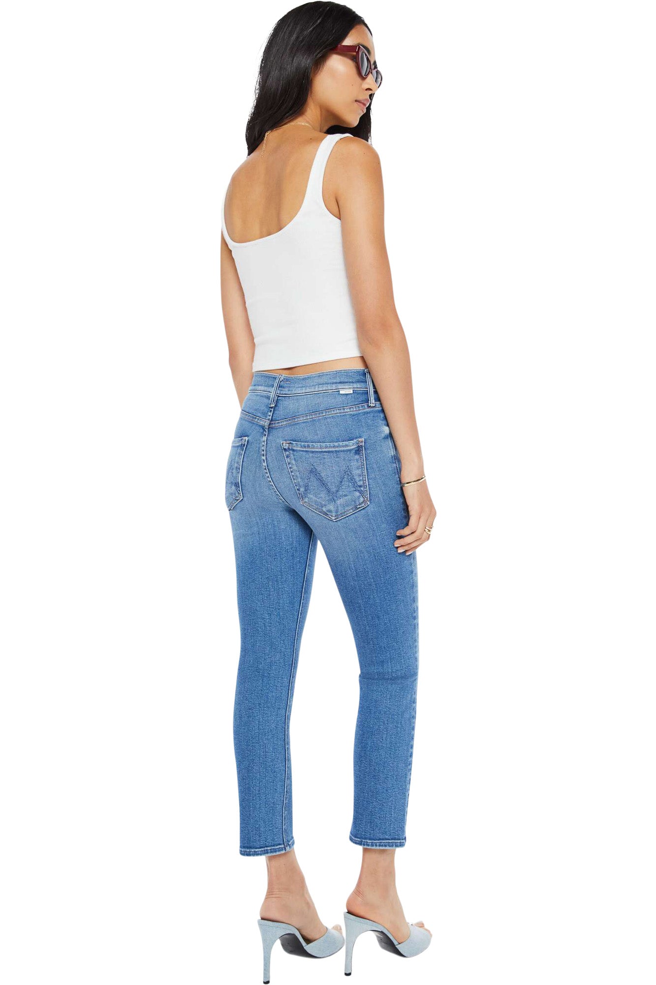 MOTHER Denim Mid Rise Dazzler Crop in Ready, Set, Go