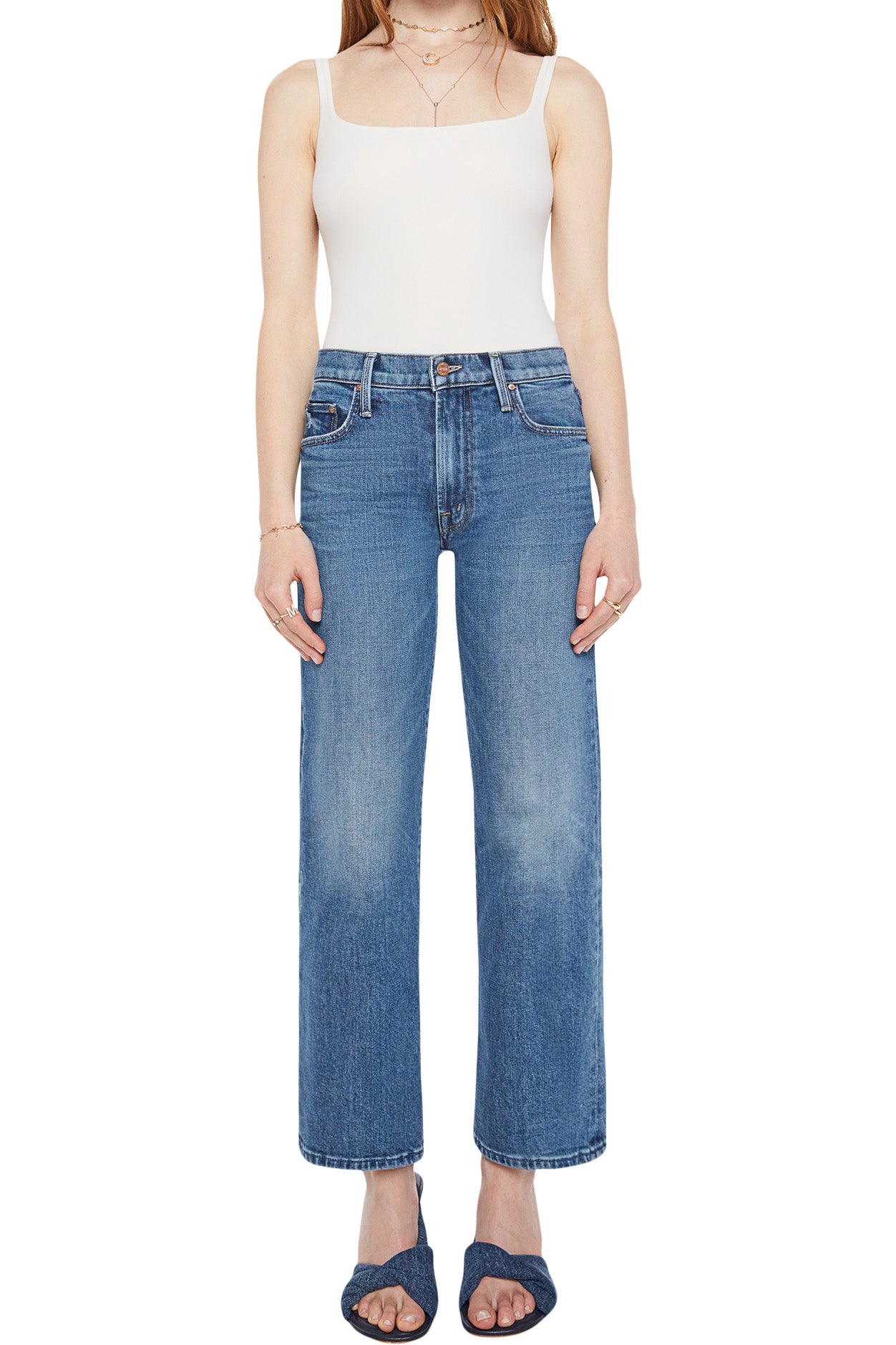 MOTHER Denim Mid Rise Rambler Zip Ankle in Tambourine Man