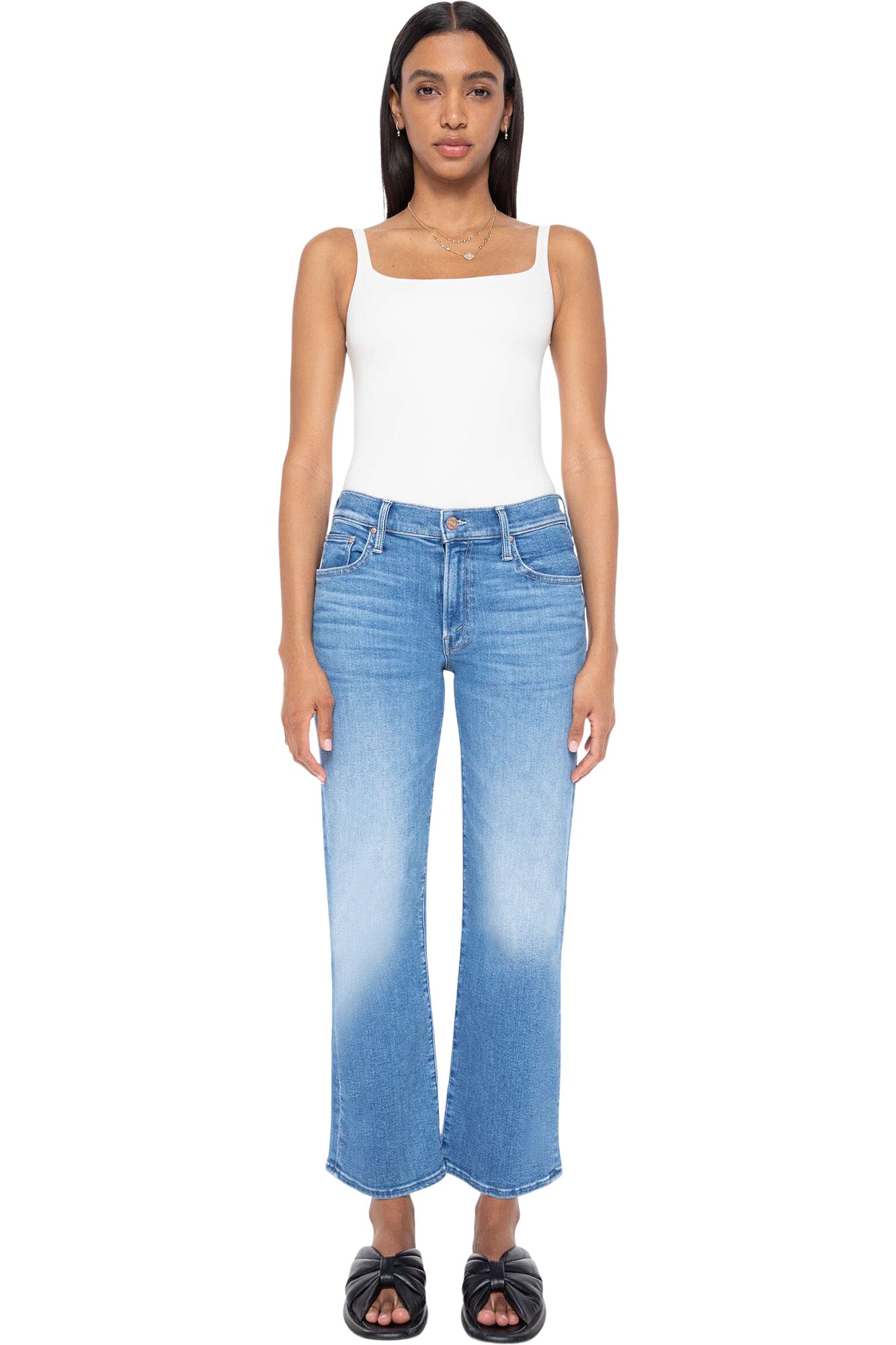 MOTHER Denim Mid Rise Rambler Zipper in Out of The Blue