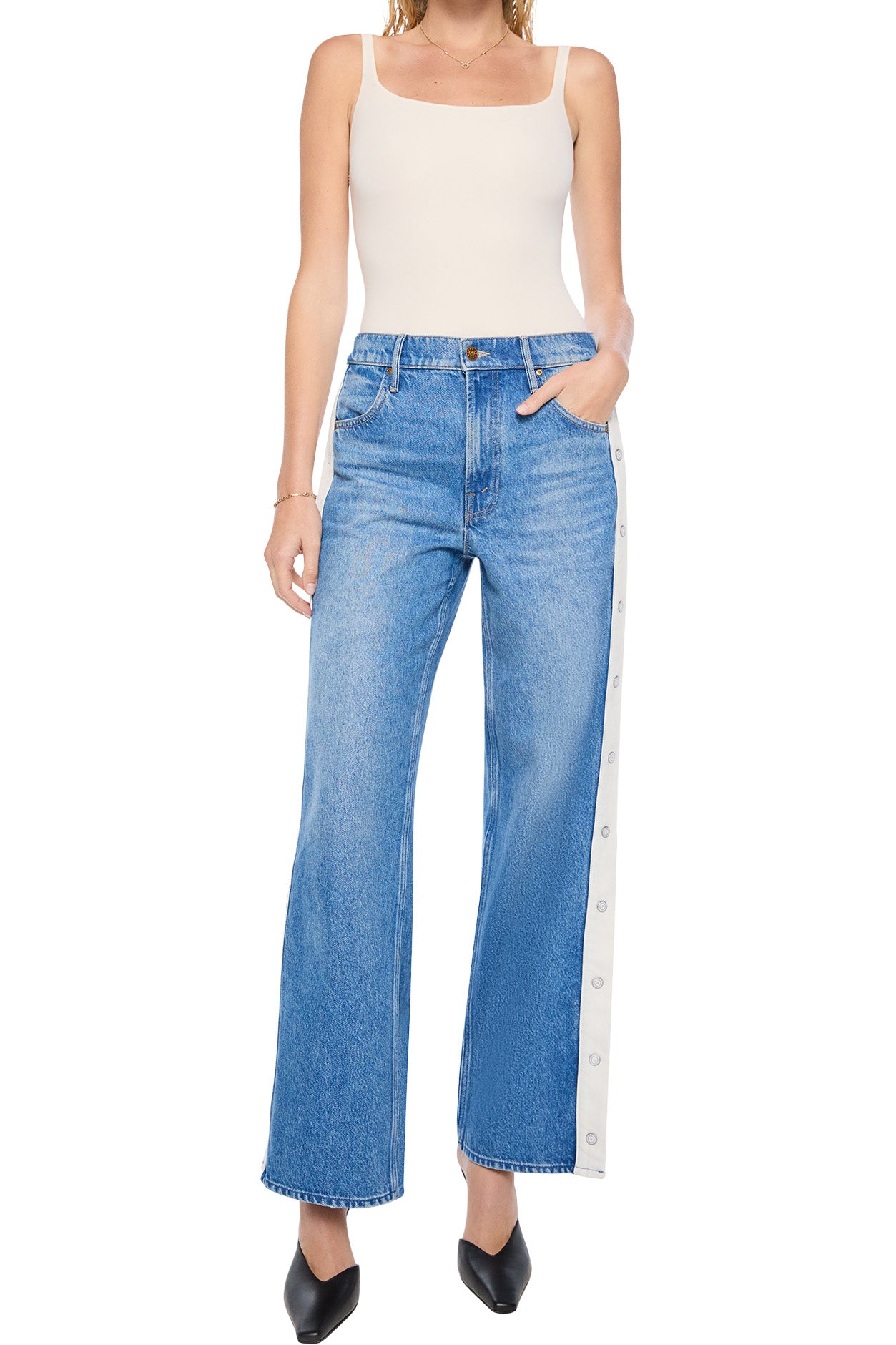 MOTHER Denim SNACKS! The Striped Resealable Skimp in Quik