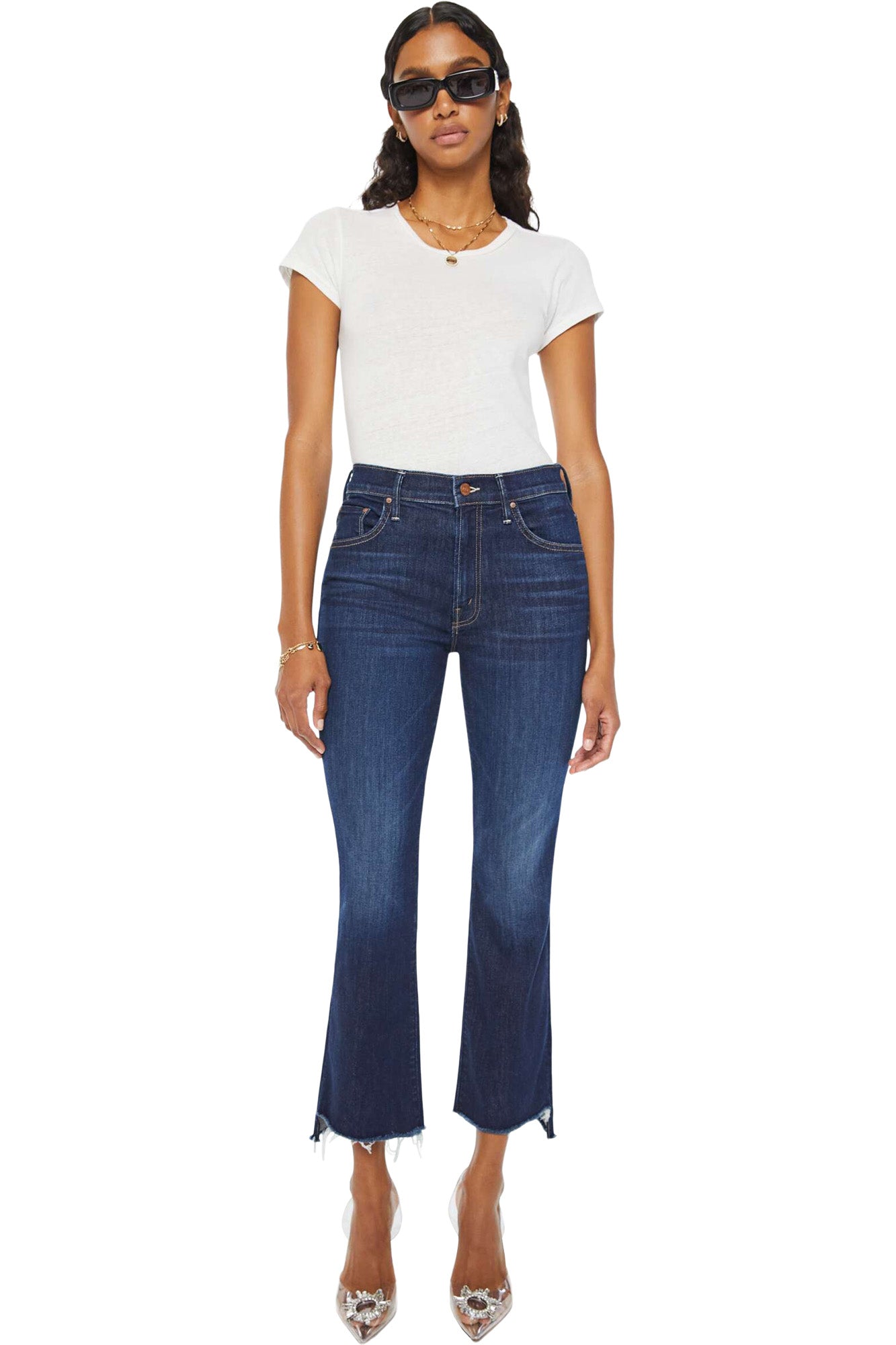 MOTHER Denim The Insider Crop Step Fray, in Off Limits