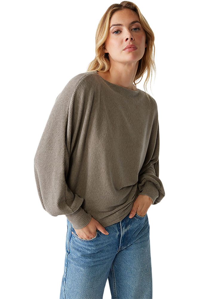 Michael Stars Roxy Balloon Sleeve Top in Cobblestone
