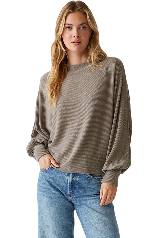 Michael Stars Roxy Balloon Sleeve Top in Cobblestone