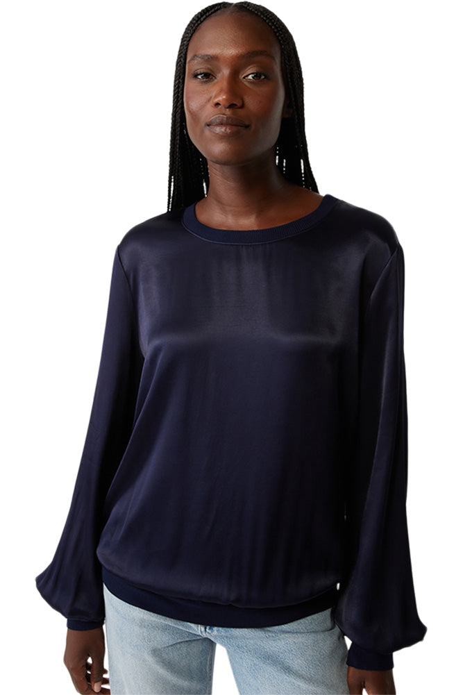 Michael Stars Ariel Satin Sweatshirt in Nocturnal