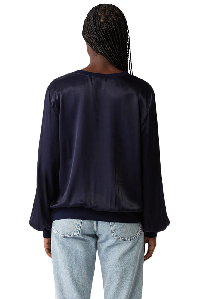 Michael Stars Ariel Satin Sweatshirt in Nocturnal