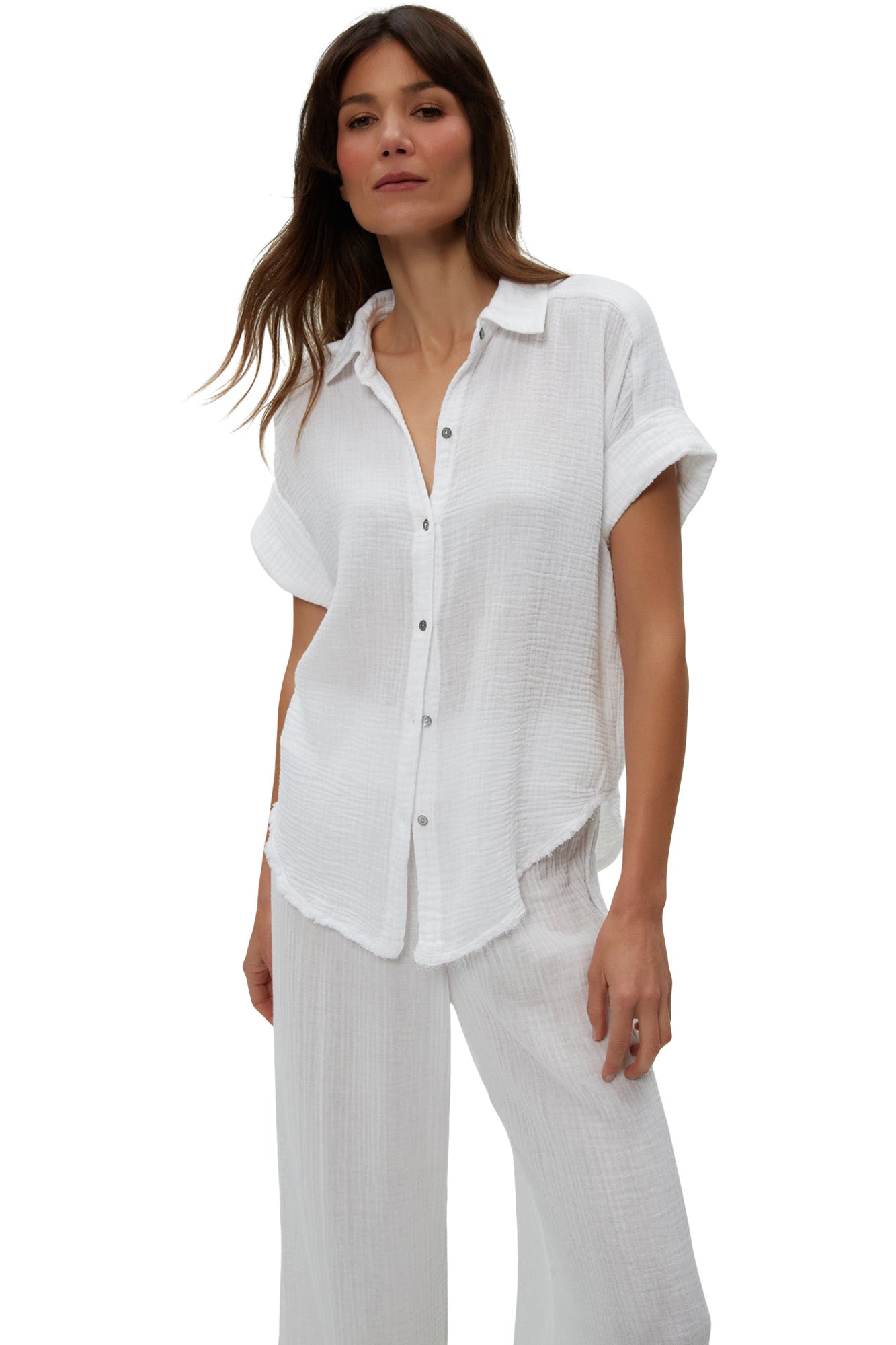 Michael Stars Bailey Button Down Shirt in White