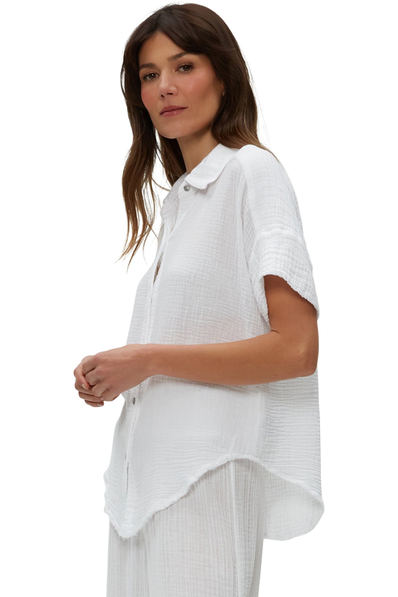 Michael Stars Bailey Button Down Shirt in White