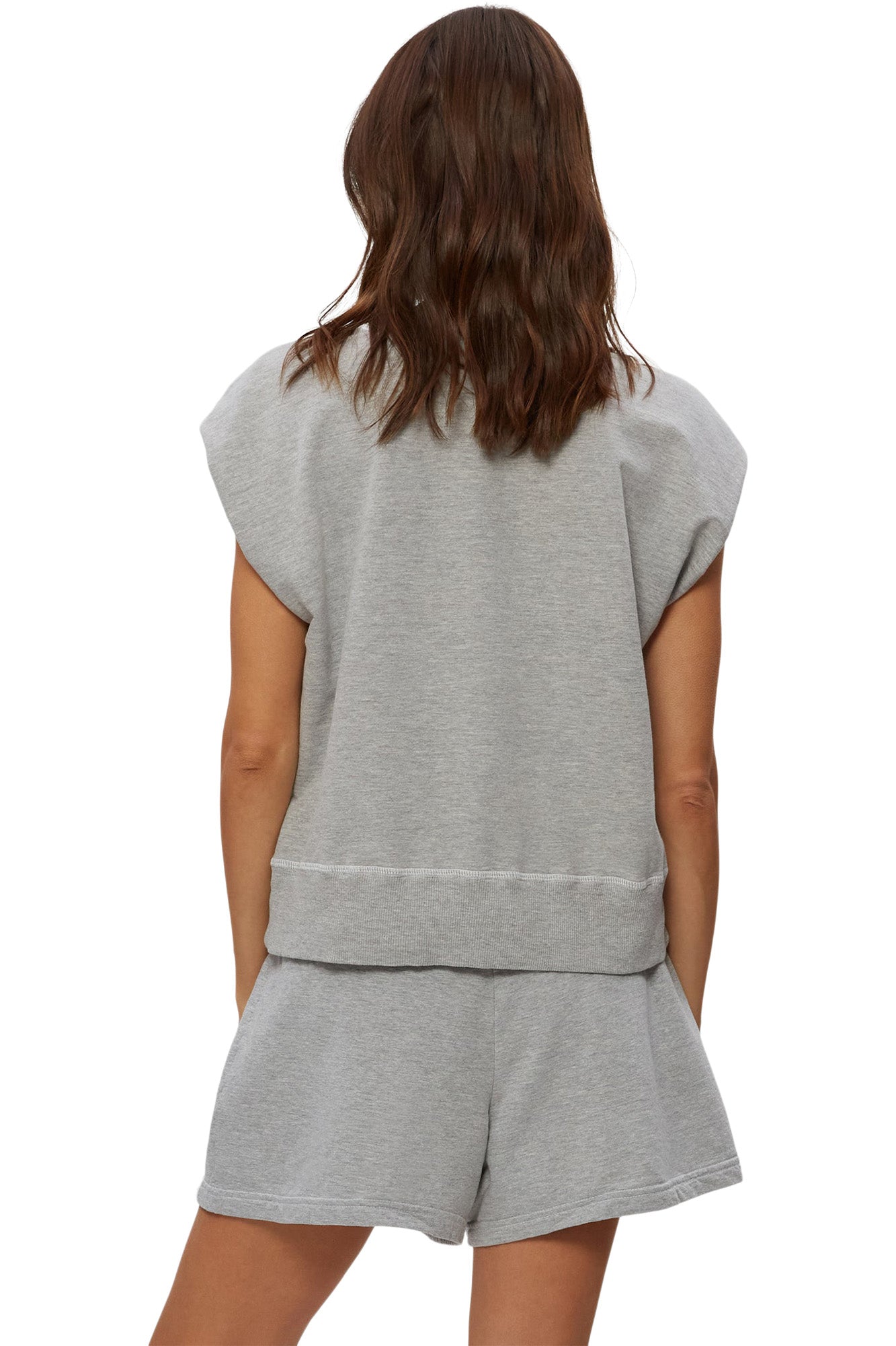 Michael Stars Brooklyn Power Shoulder Sweatshirt
 in Heather Grey