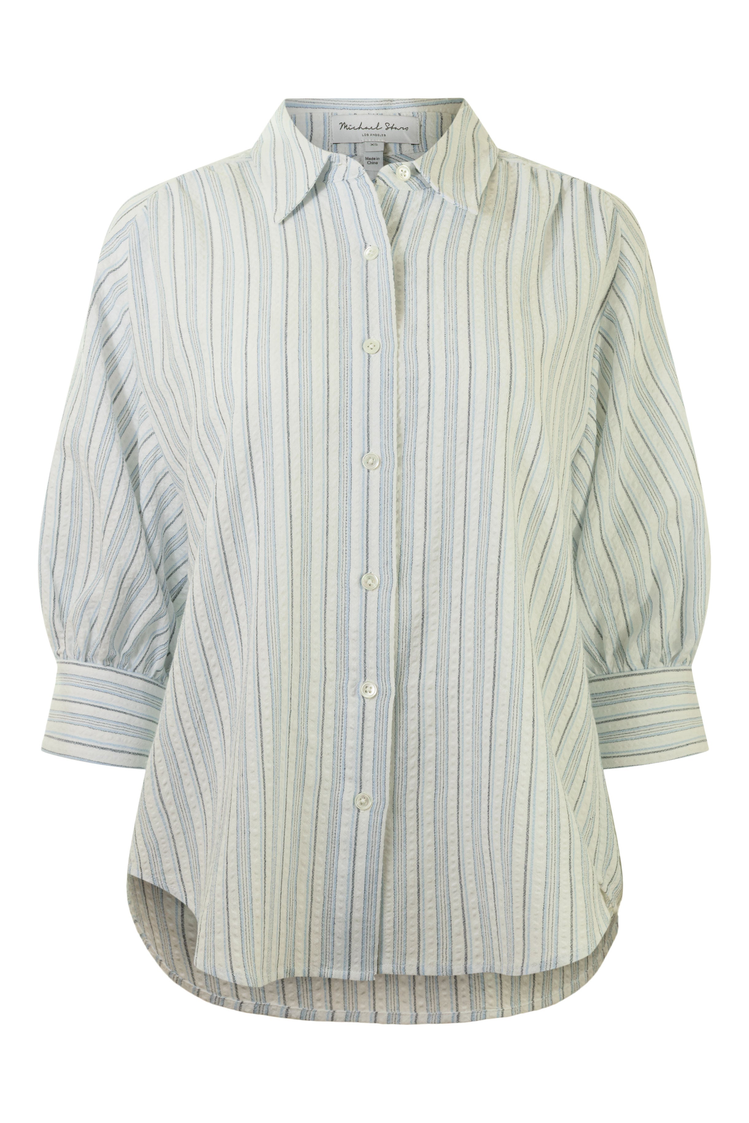 Michael Stars Catherine Puff Sleeve Shirt in Indigo Stripe