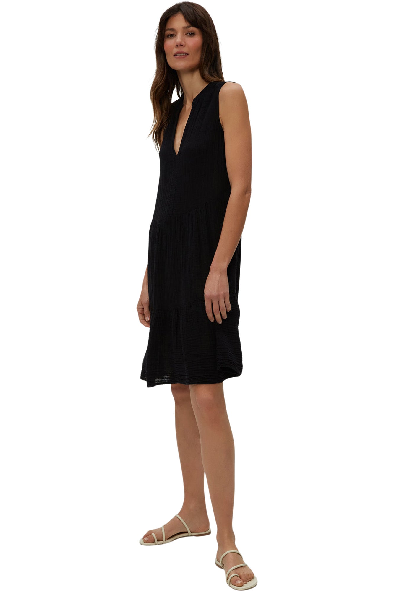 Michael Stars Daisy Gauze Dress in Black